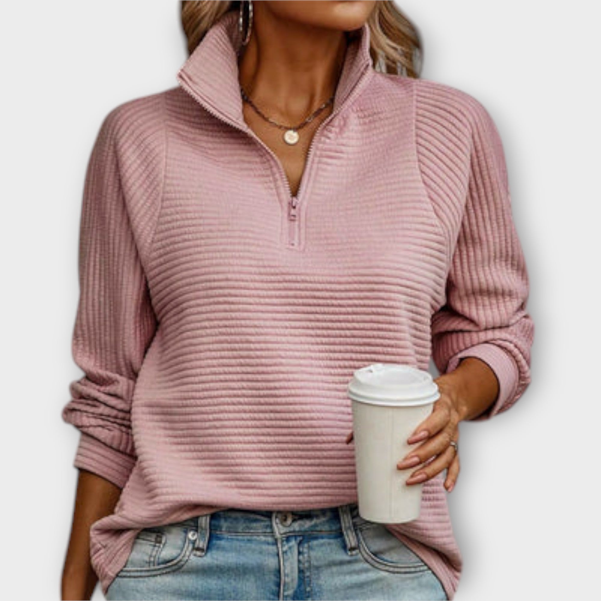 Sweter z zamkiem błyskawicznym do połowy