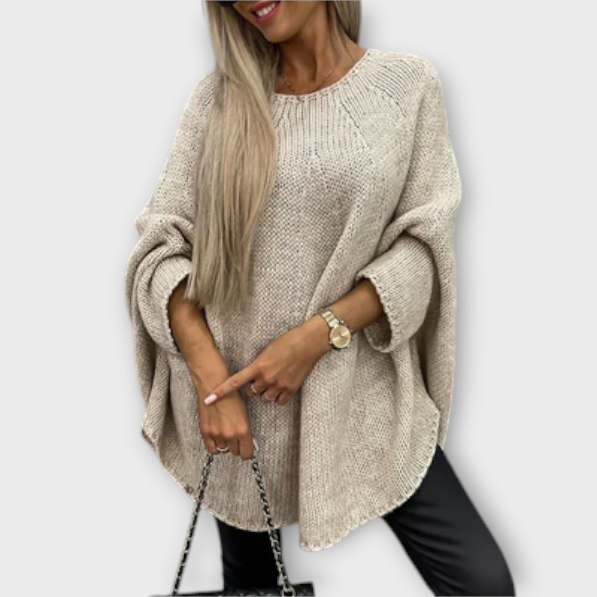 Stylowy damski sweter z okrągłym dekoltem