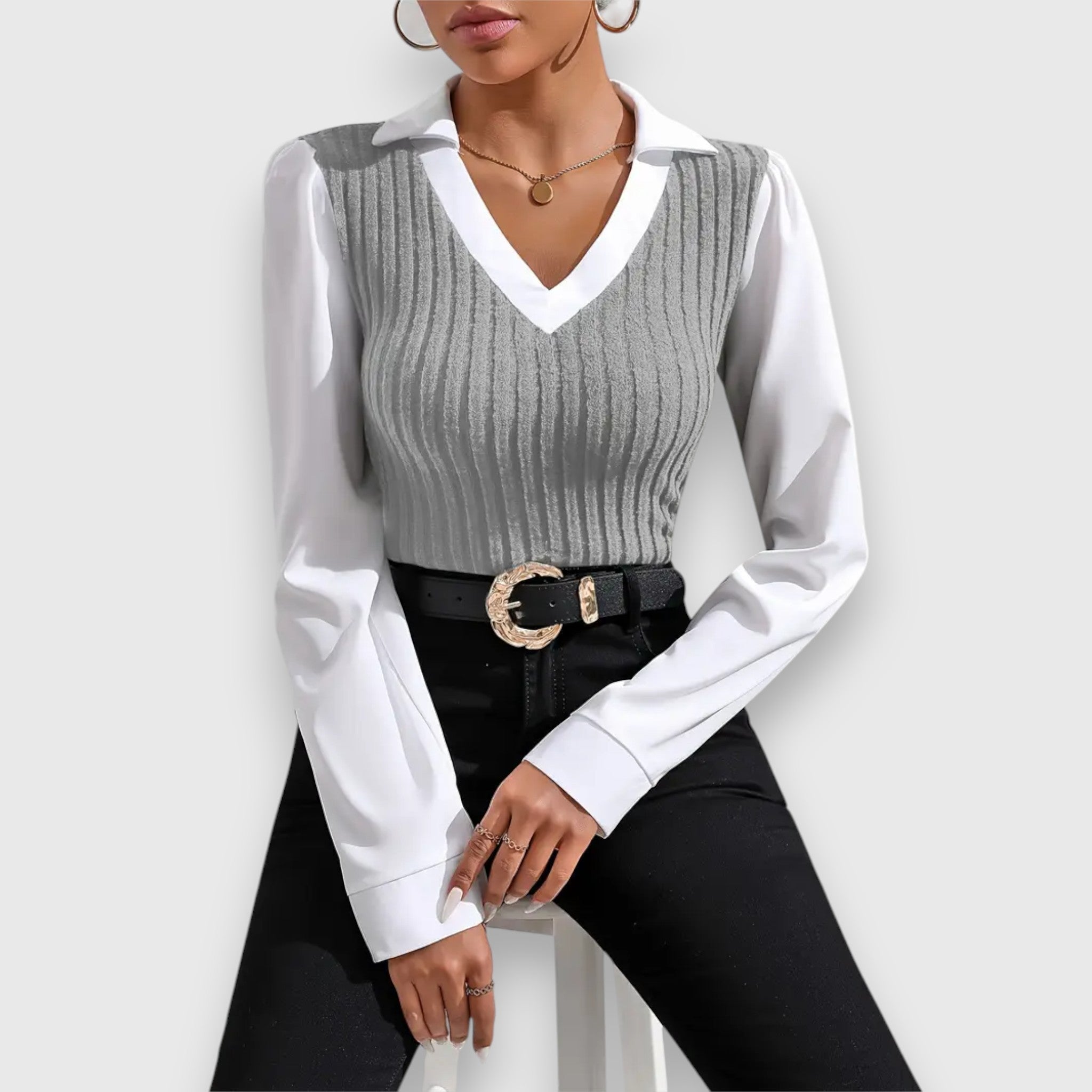 Chiara | Bluzka premium z kontrastowym kolorem