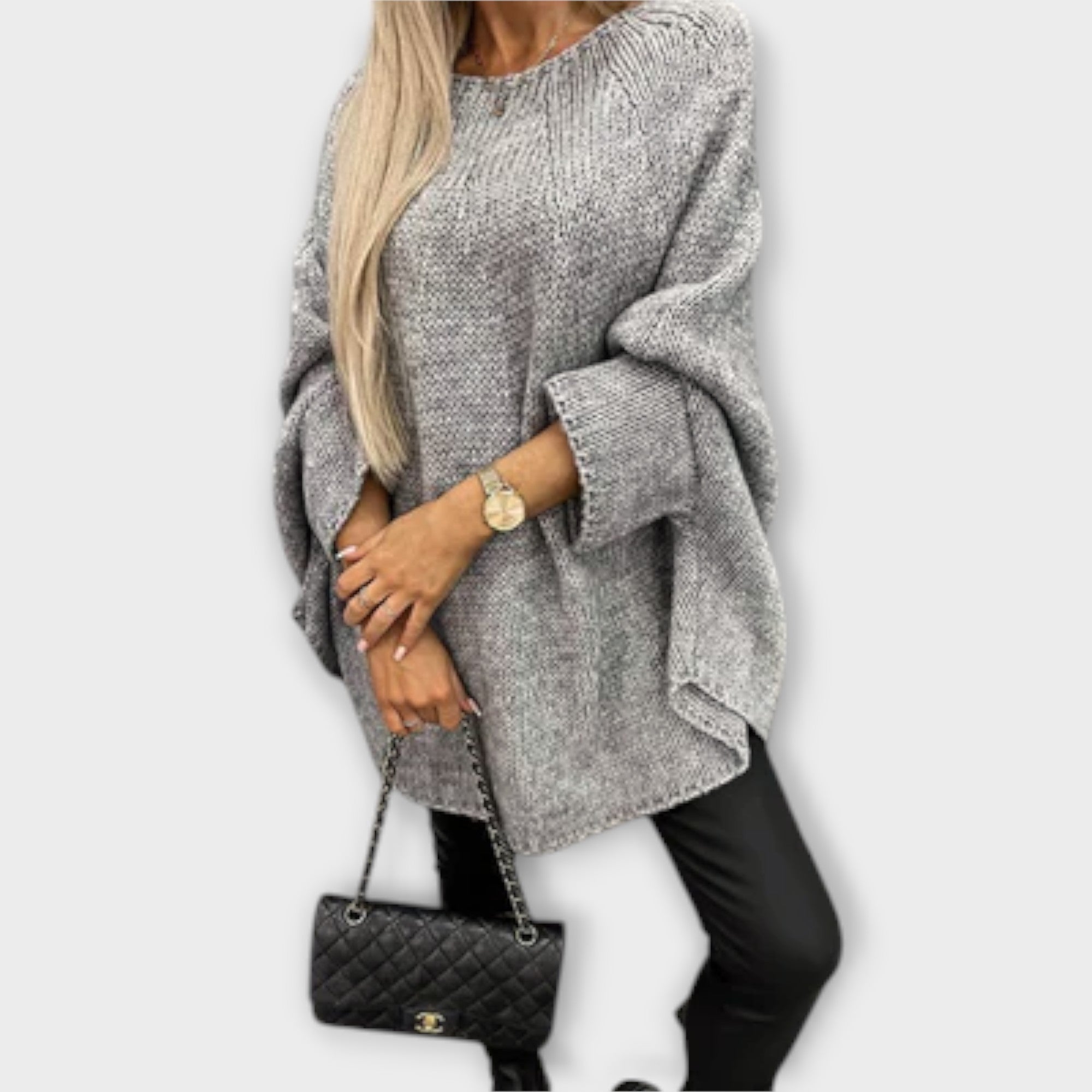 Stylowy damski sweter z okrągłym dekoltem