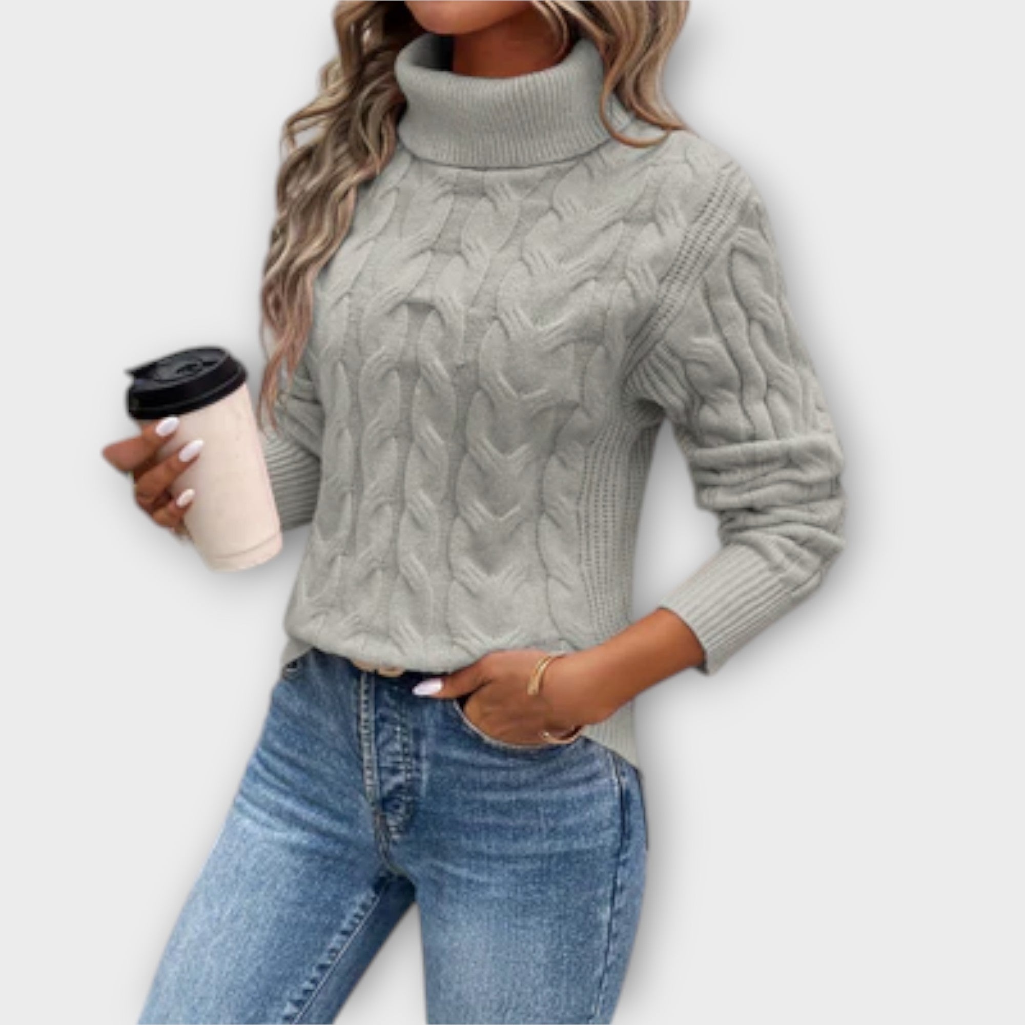 Elegancki sweter z golfem od Eline