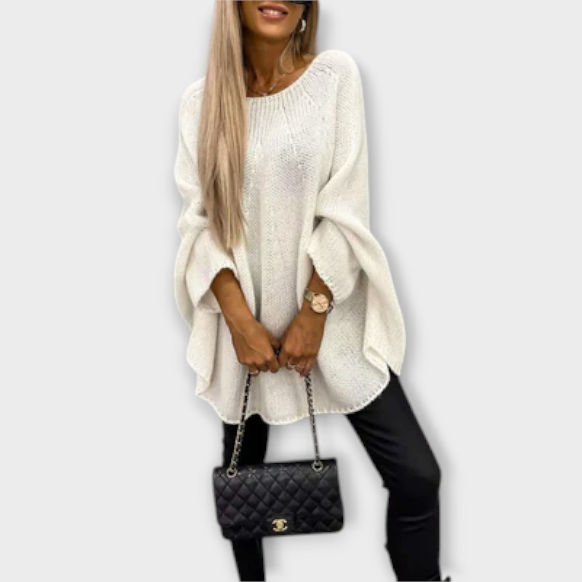 Stylowy damski sweter z okrągłym dekoltem