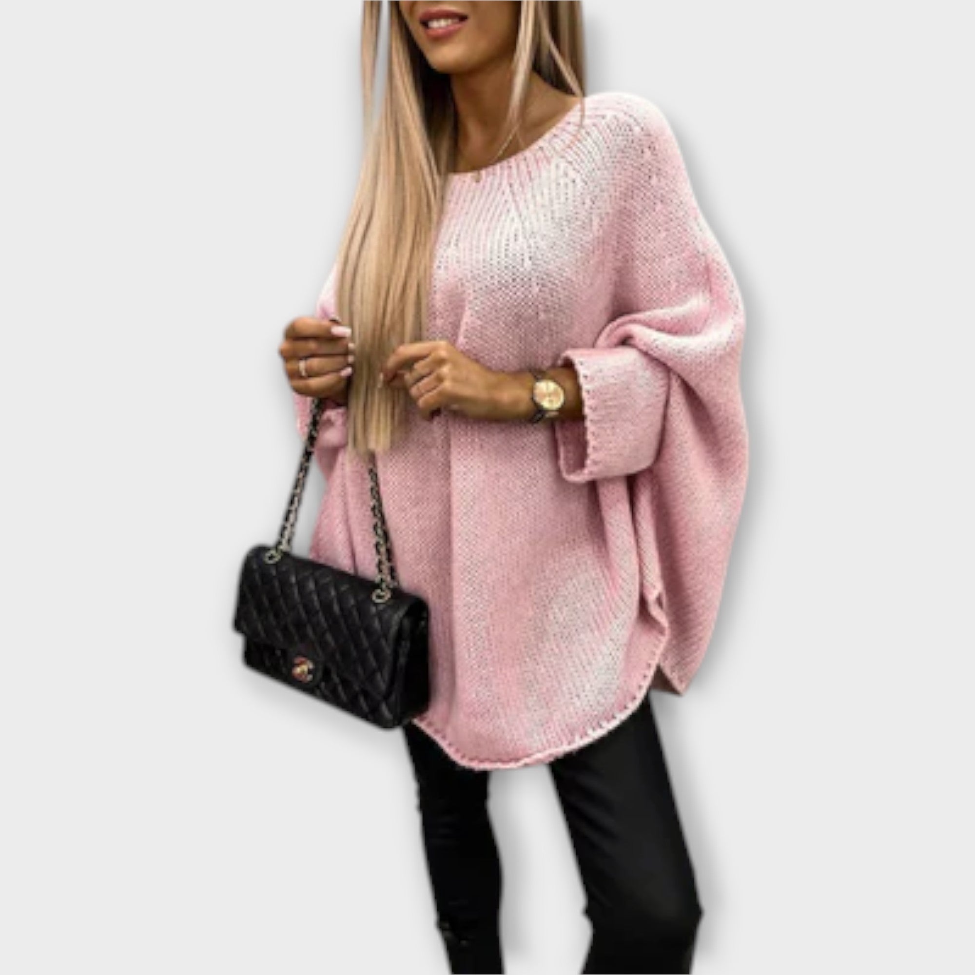 Stylowy damski sweter z okrągłym dekoltem
