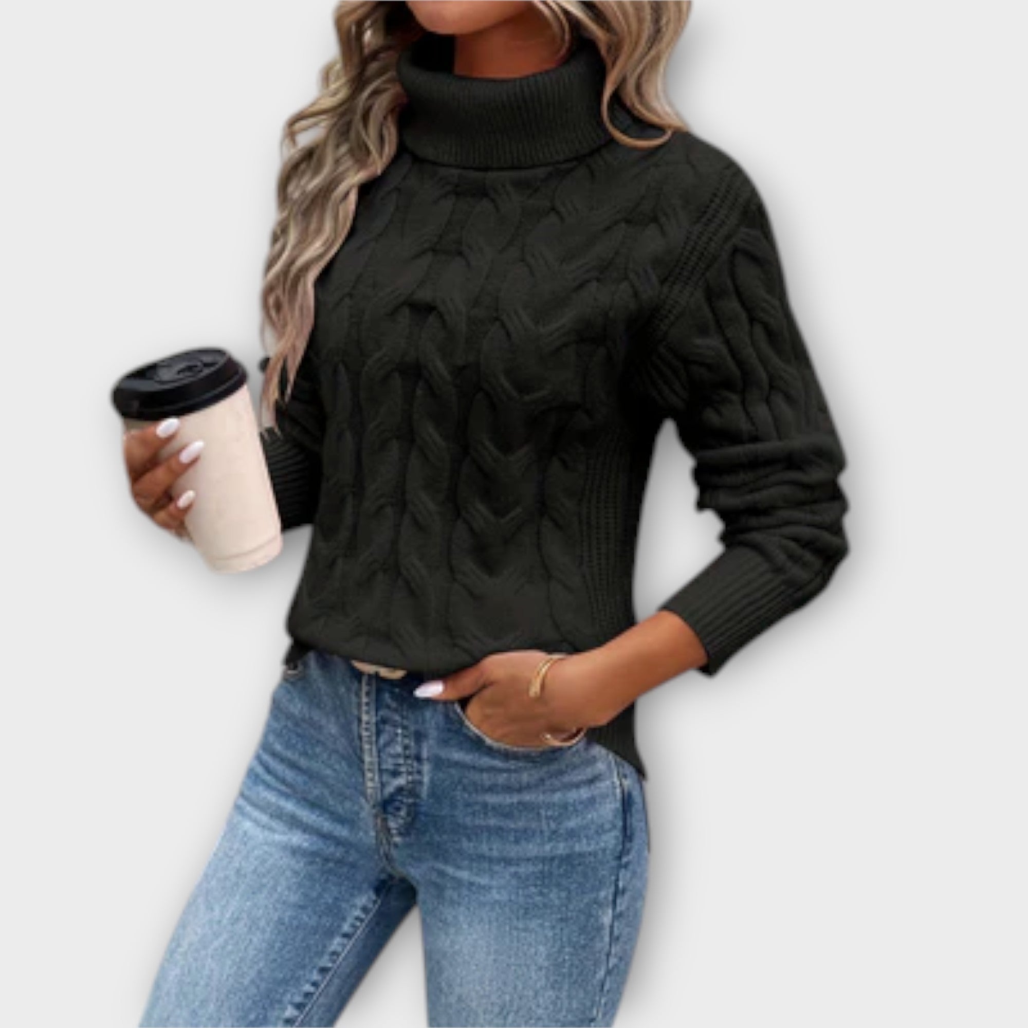 Elegancki sweter z golfem od Eline