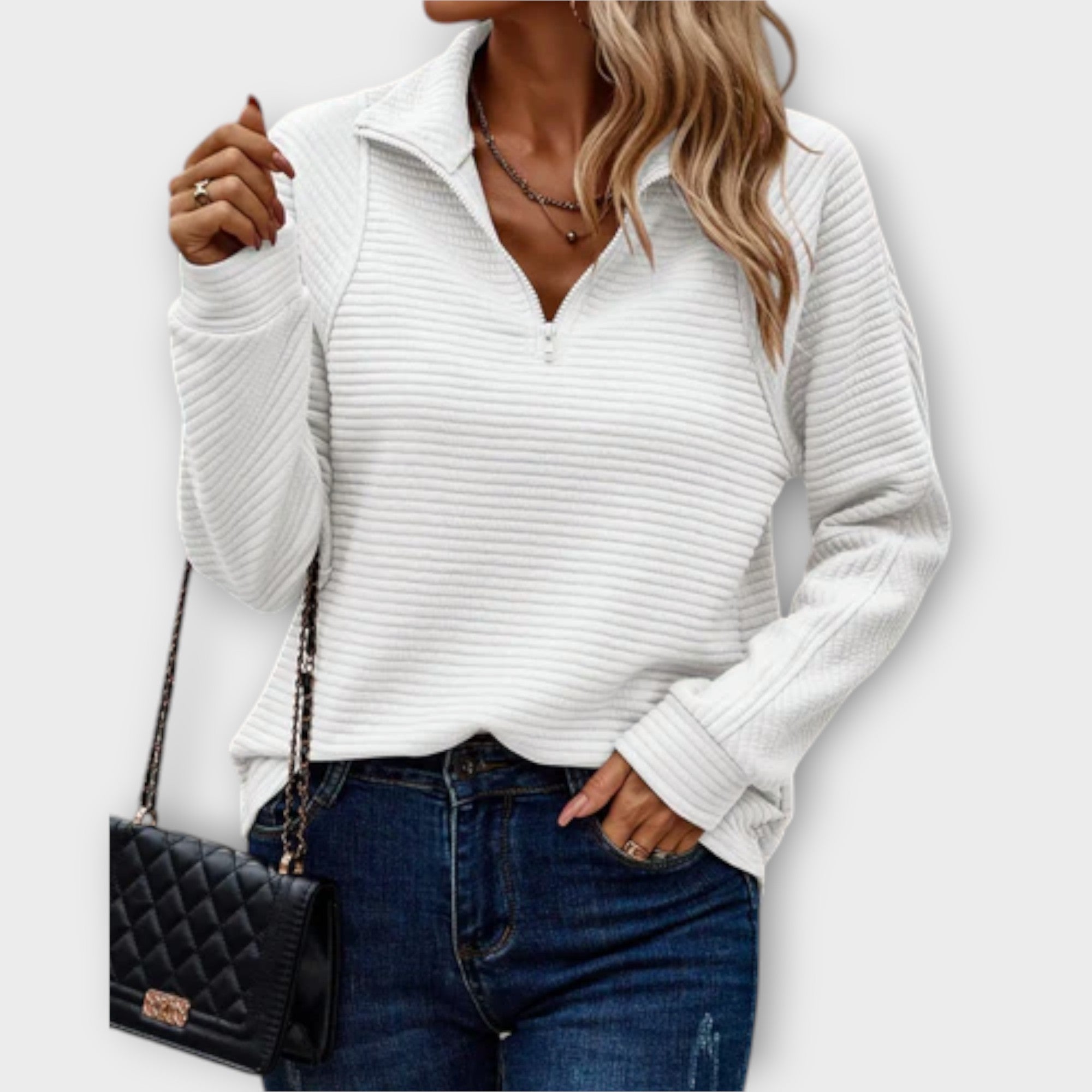 Sweter z zamkiem błyskawicznym do połowy