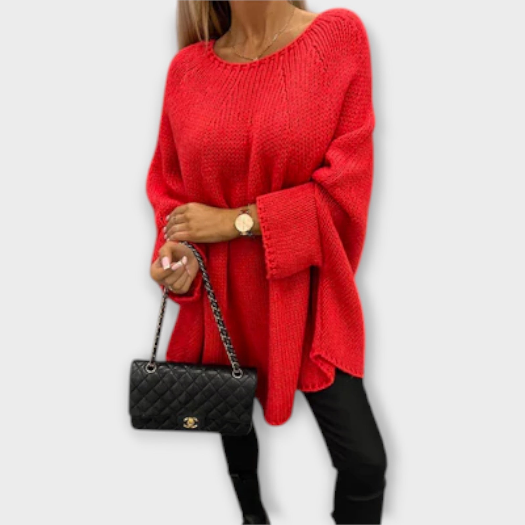 Stylowy damski sweter z okrągłym dekoltem