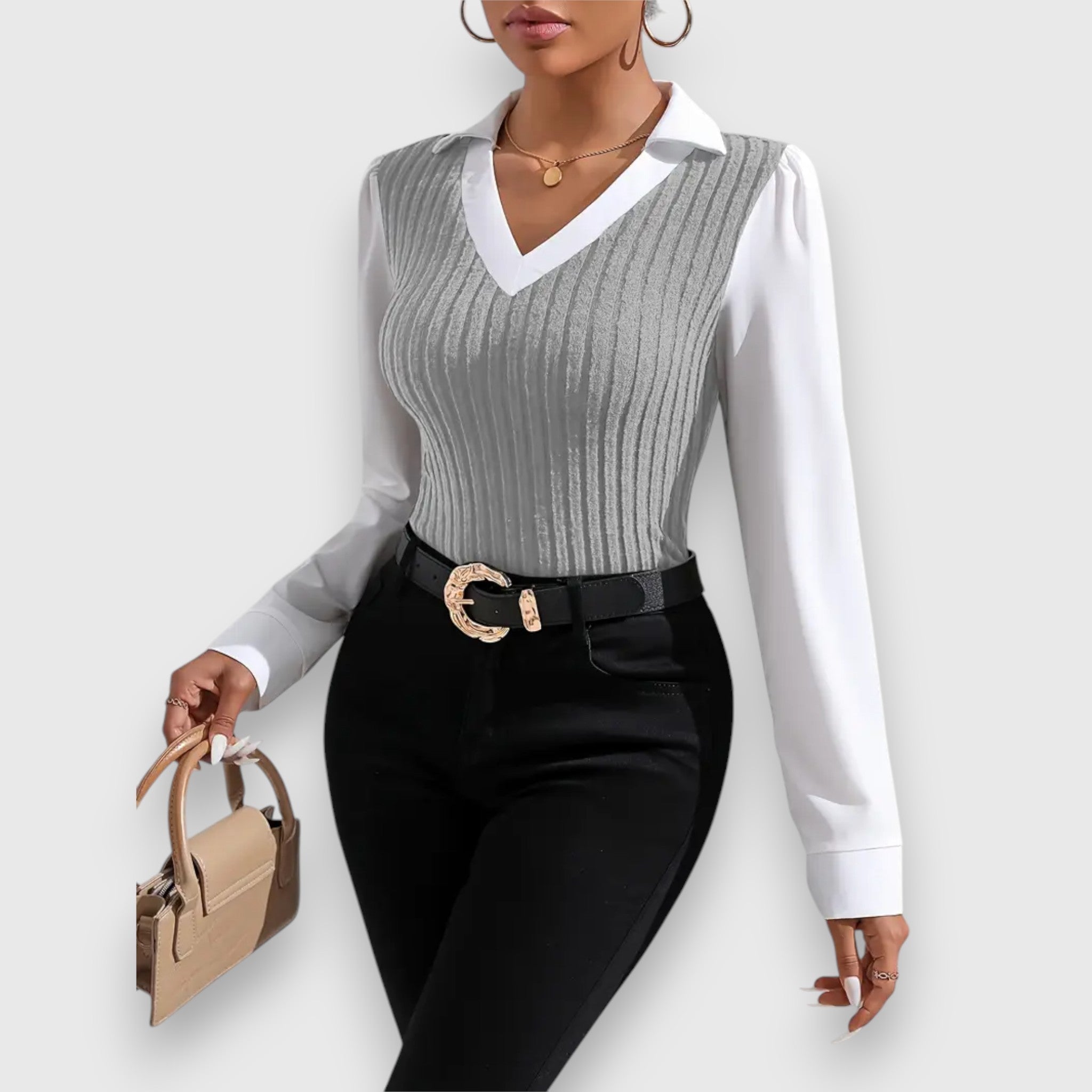 Chiara | Bluzka premium z kontrastowym kolorem