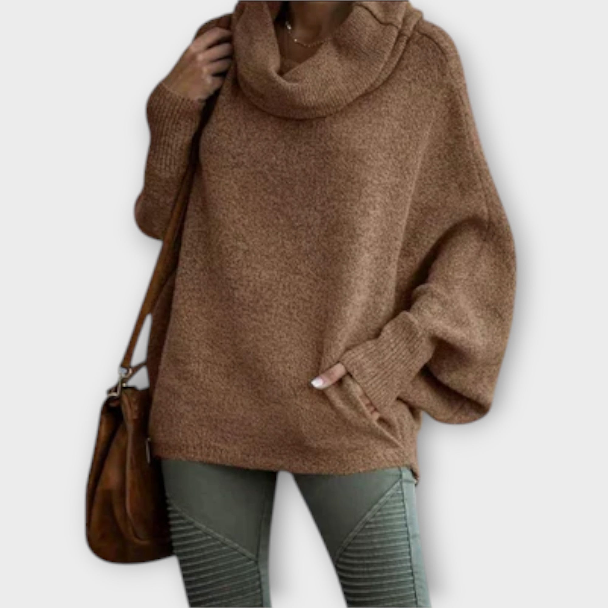 Elegancki damski sweter w kolorze żółwiowym