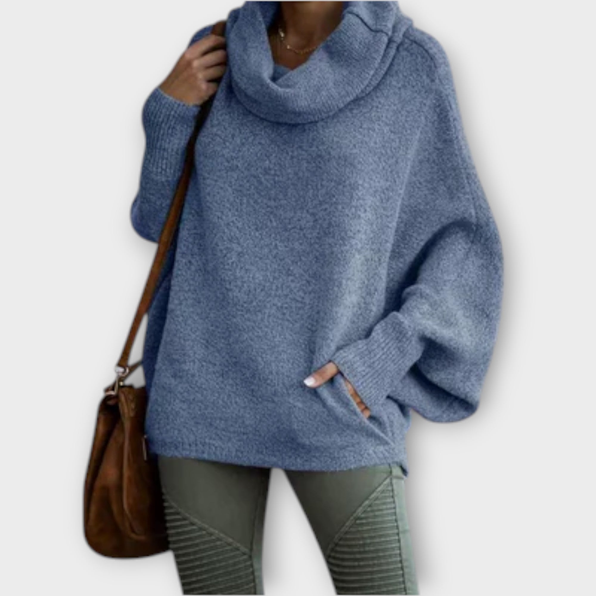 Elegancki damski sweter w kolorze żółwiowym