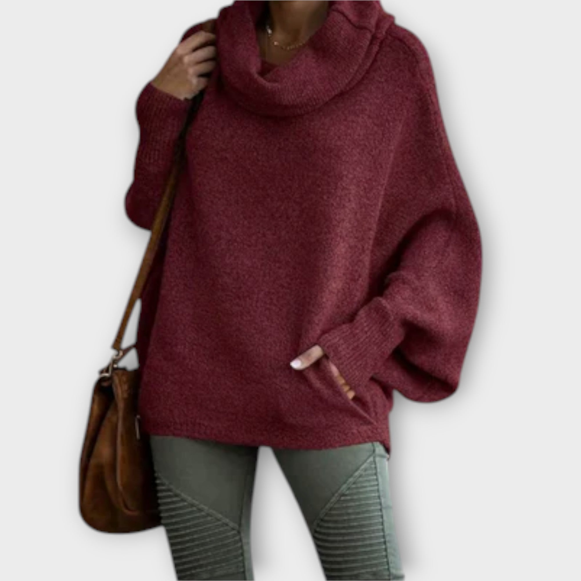 Elegancki damski sweter w kolorze żółwiowym