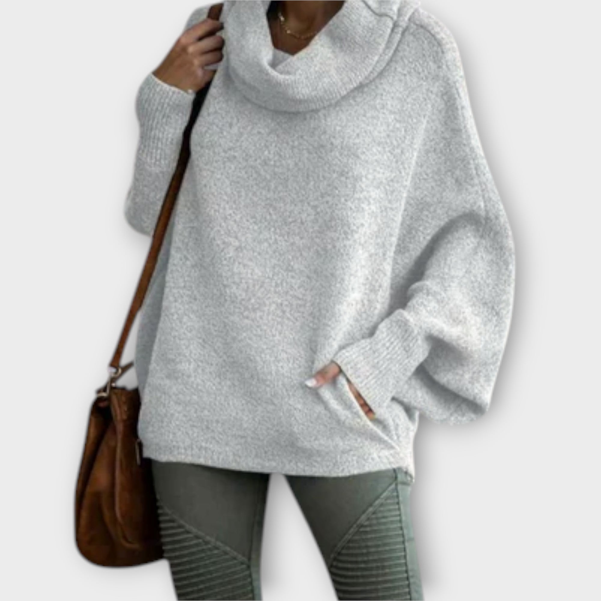Elegancki damski sweter w kolorze żółwiowym
