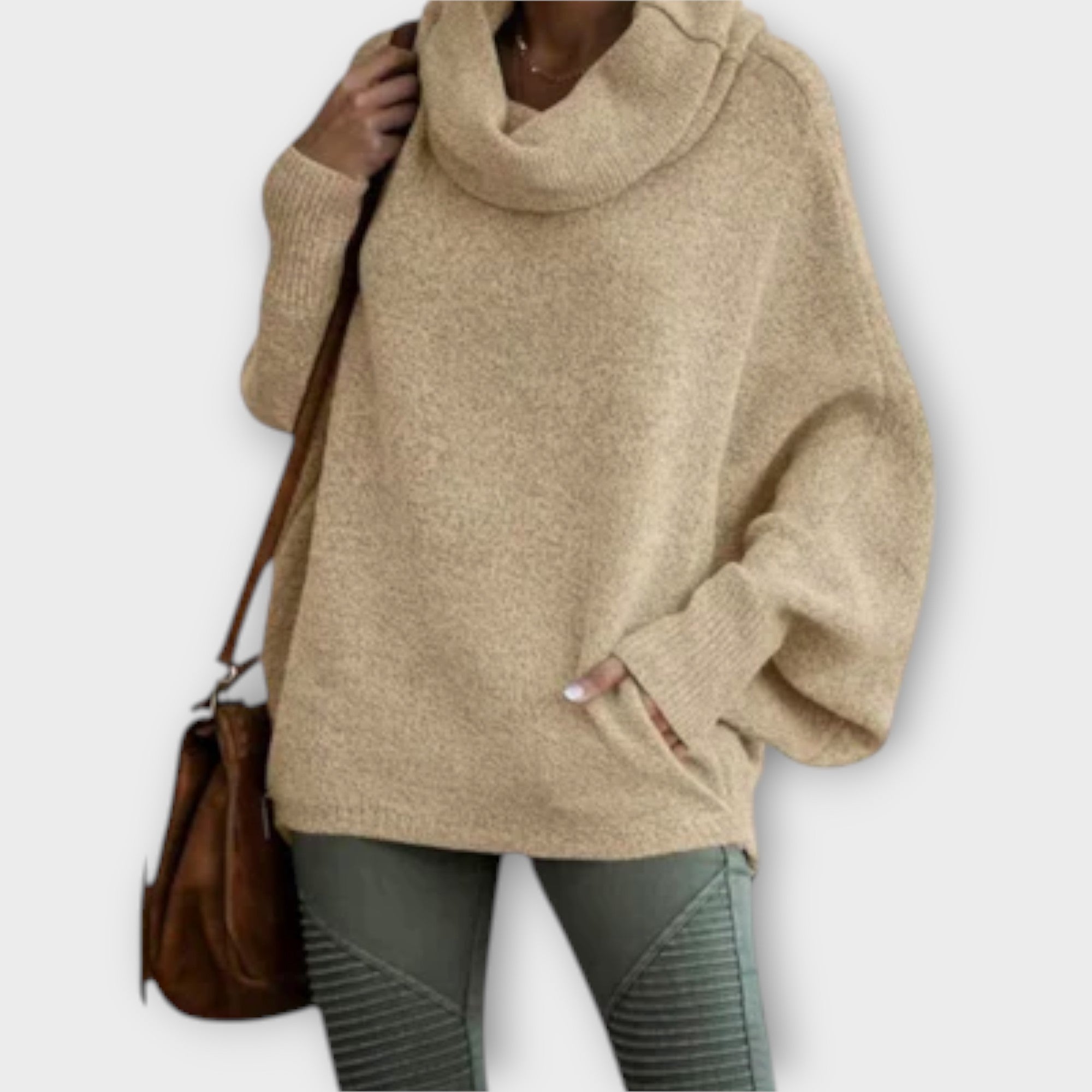 Elegancki damski sweter w kolorze żółwiowym