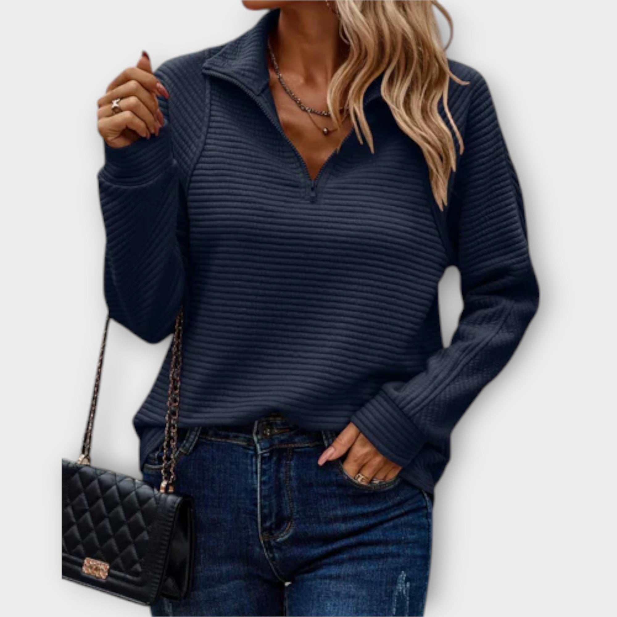 Sweter z zamkiem błyskawicznym do połowy