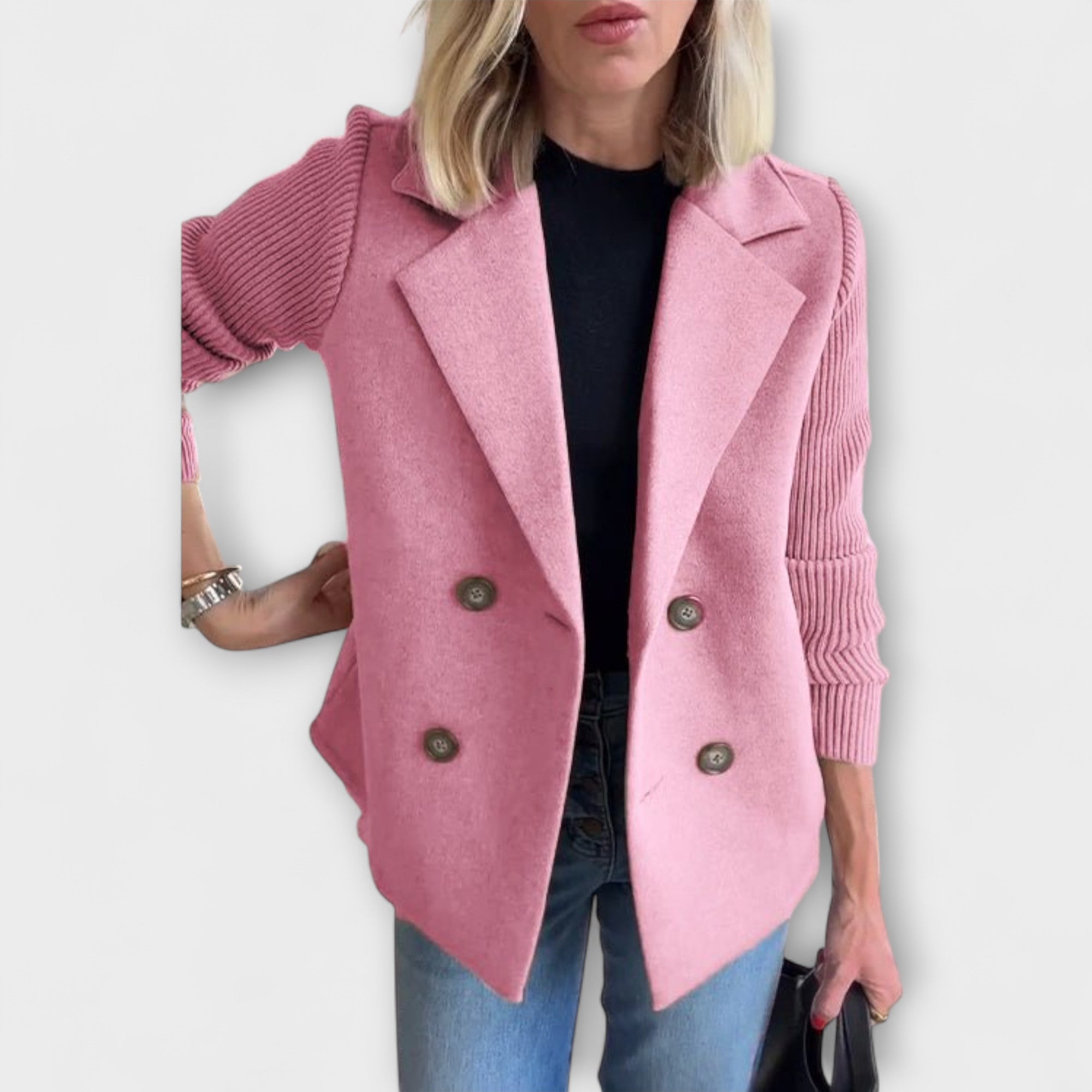 Amora - Elegancka marynarka z dzianinowymi rękawami