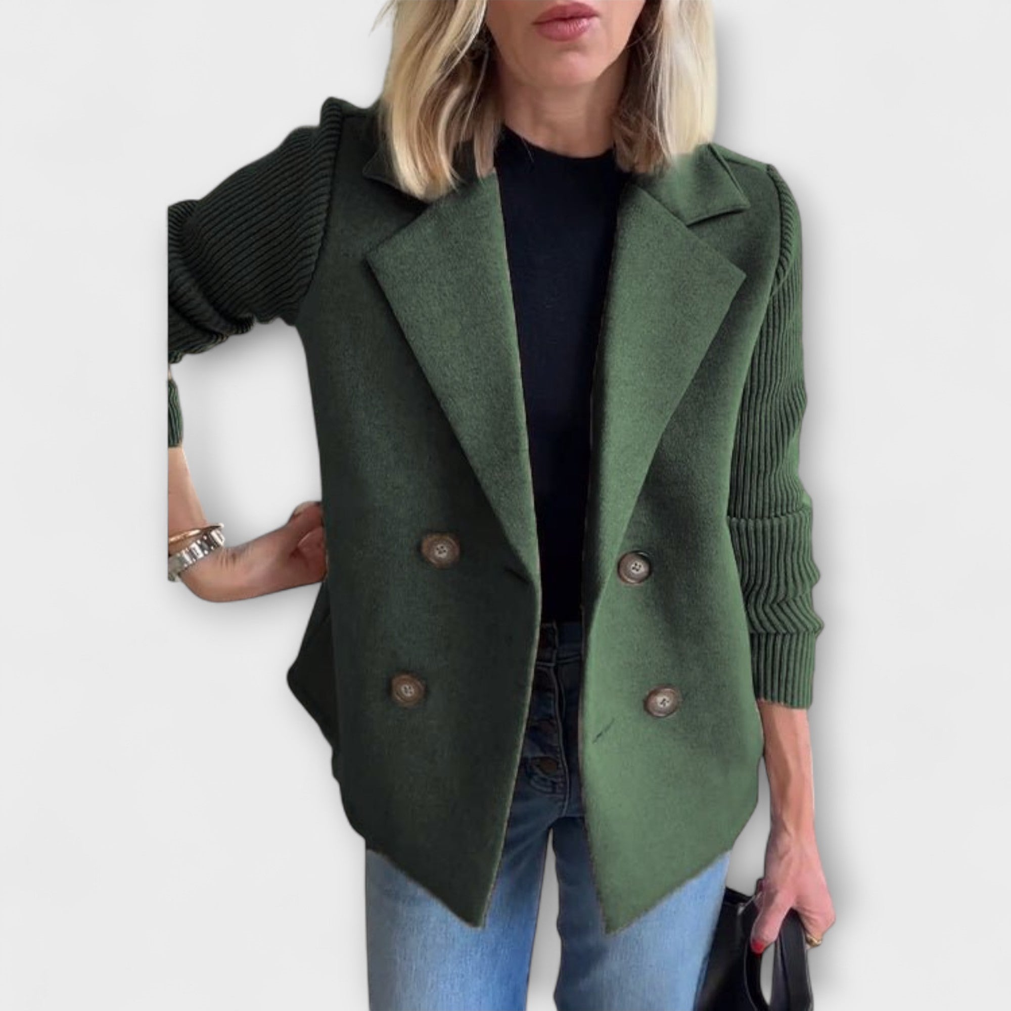 Amora - Elegancka marynarka z dzianinowymi rękawami