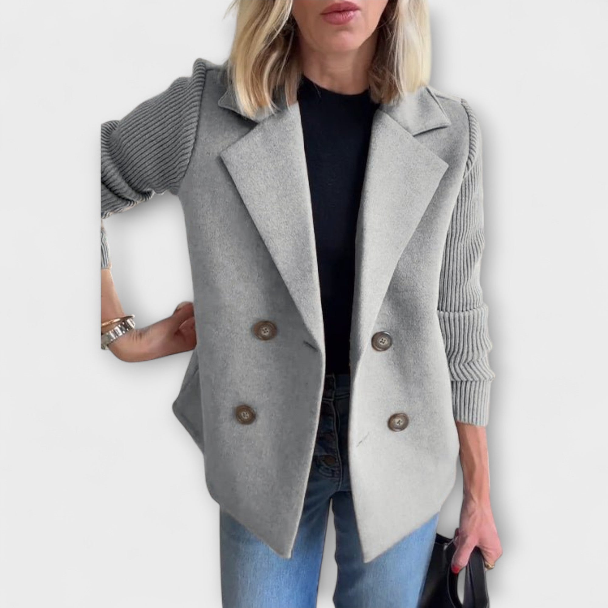 Amora - Elegancka marynarka z dzianinowymi rękawami