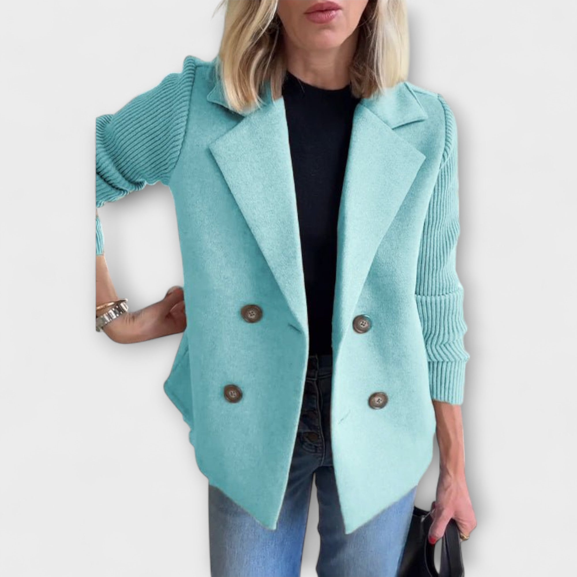 Amora - Elegancka marynarka z dzianinowymi rękawami