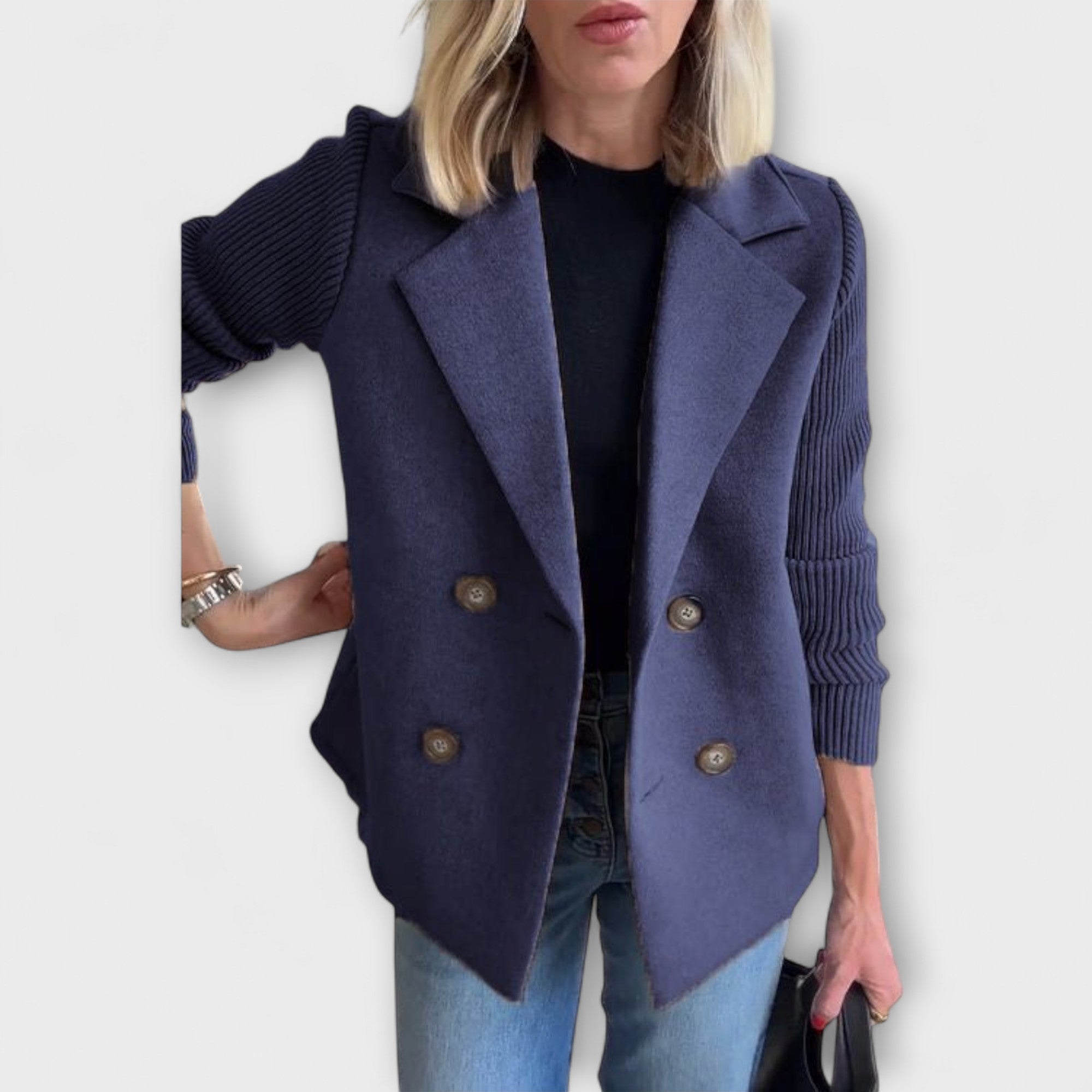 Amora - Elegancka marynarka z dzianinowymi rękawami