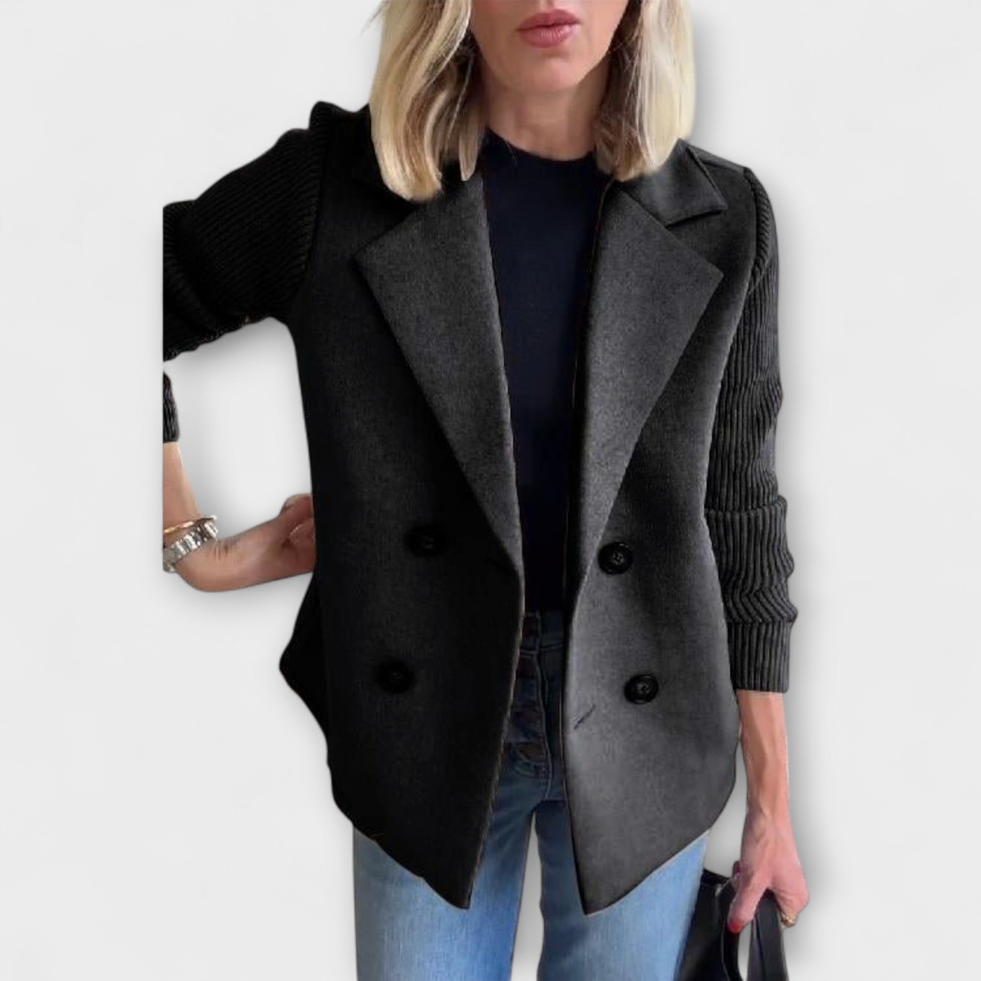 Amora - Elegancka marynarka z dzianinowymi rękawami