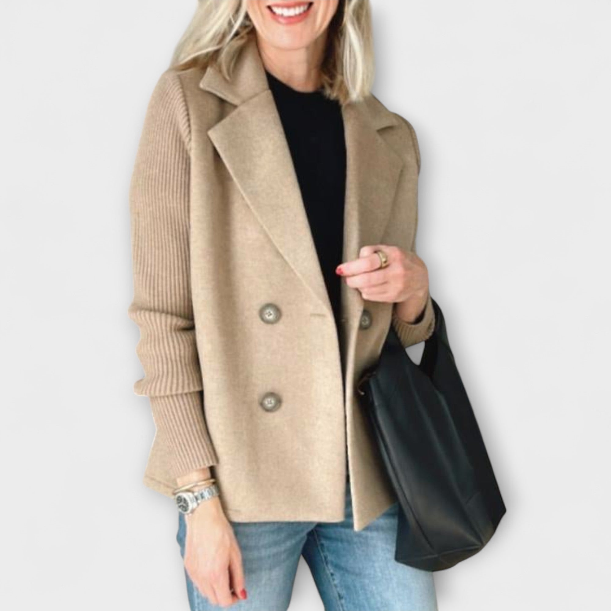 Amora - Elegancka marynarka z dzianinowymi rękawami