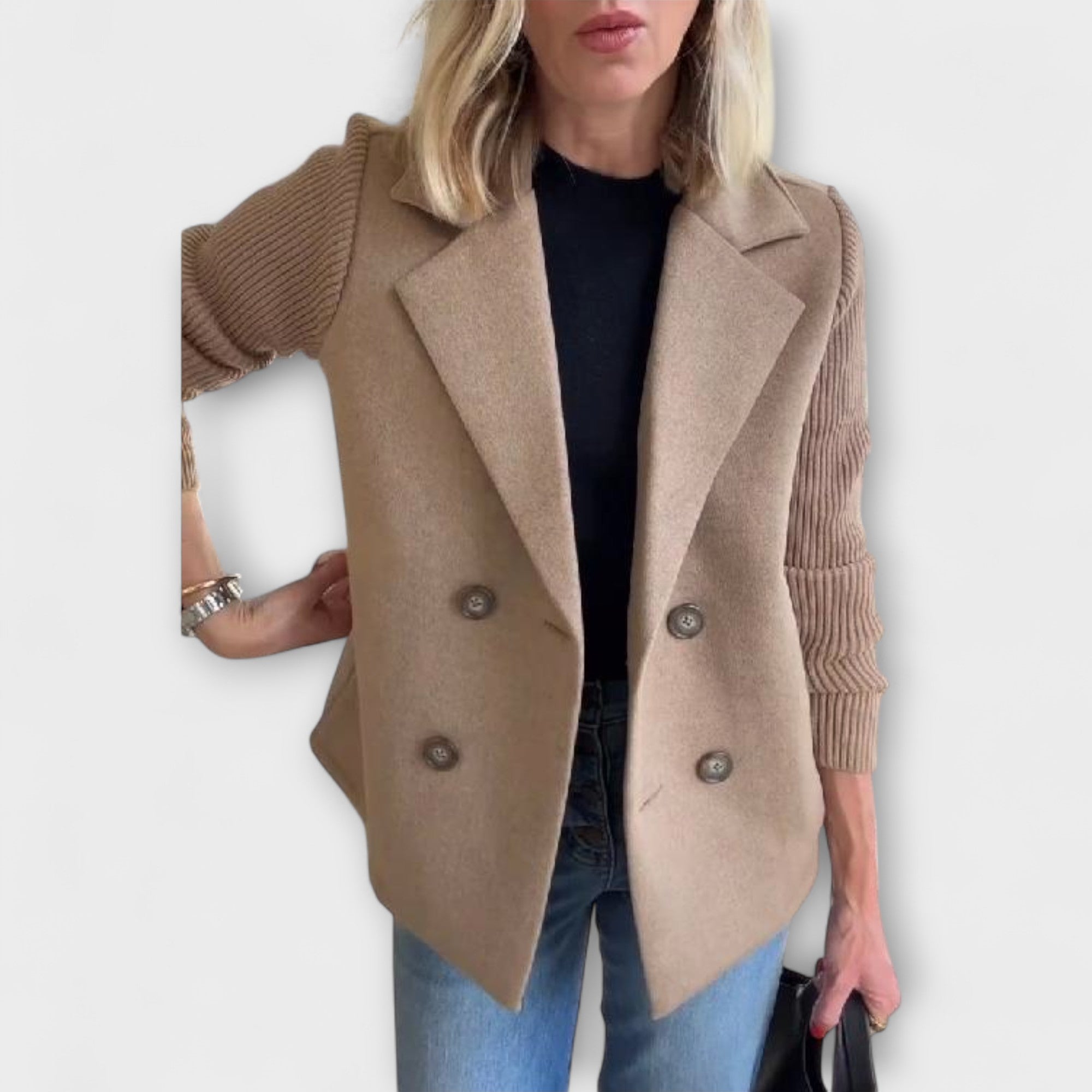 Amora - Elegancka marynarka z dzianinowymi rękawami