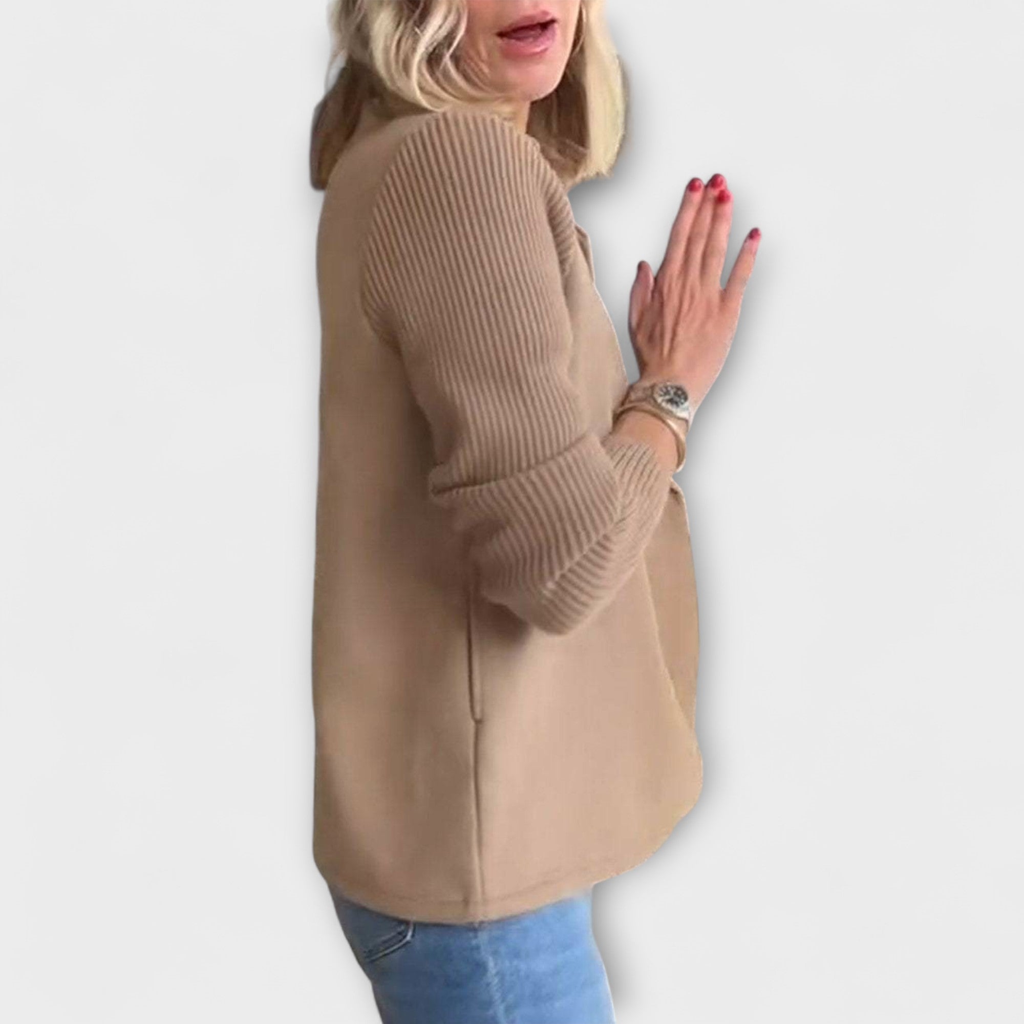 Amora - Elegancka marynarka z dzianinowymi rękawami