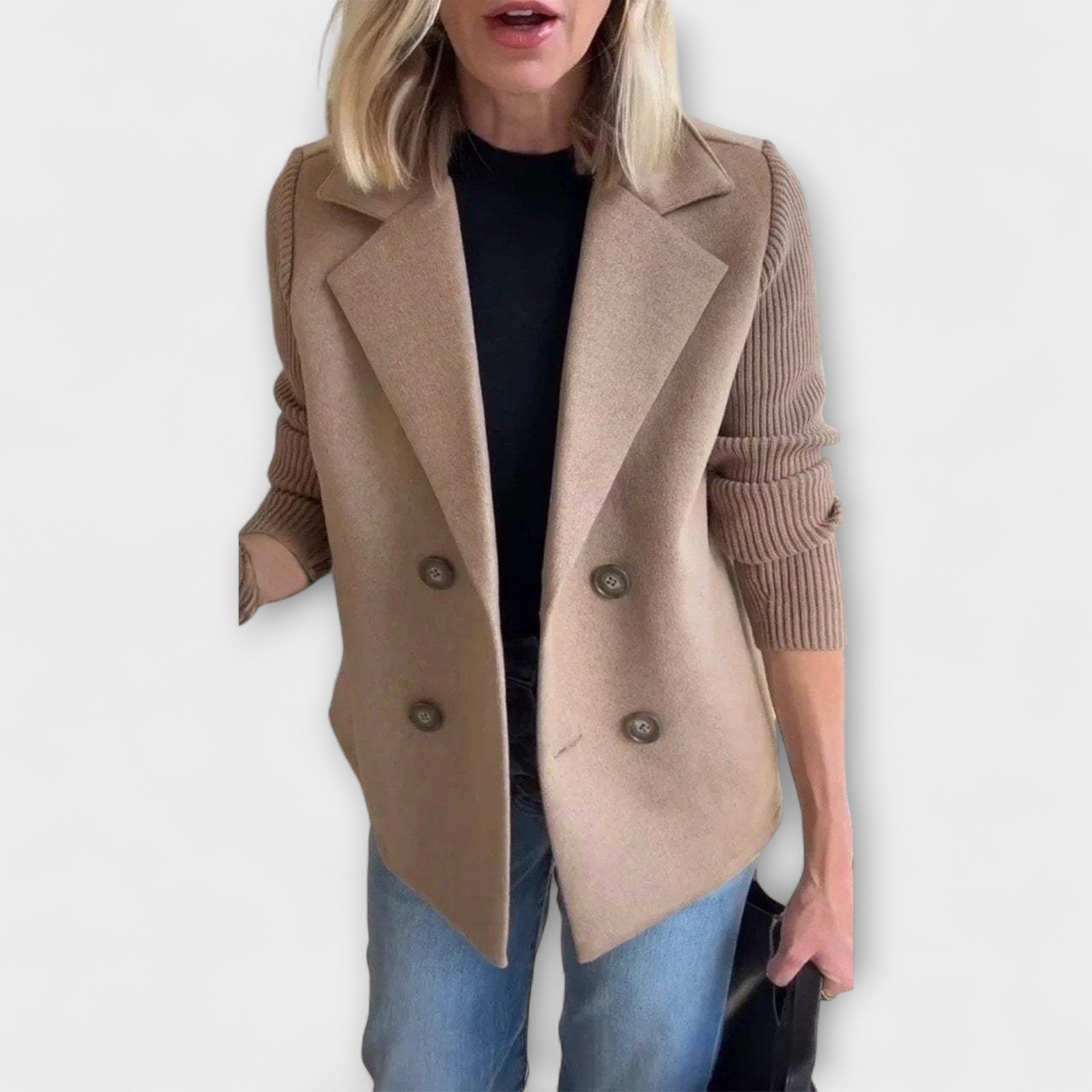 Amora - Elegancka marynarka z dzianinowymi rękawami