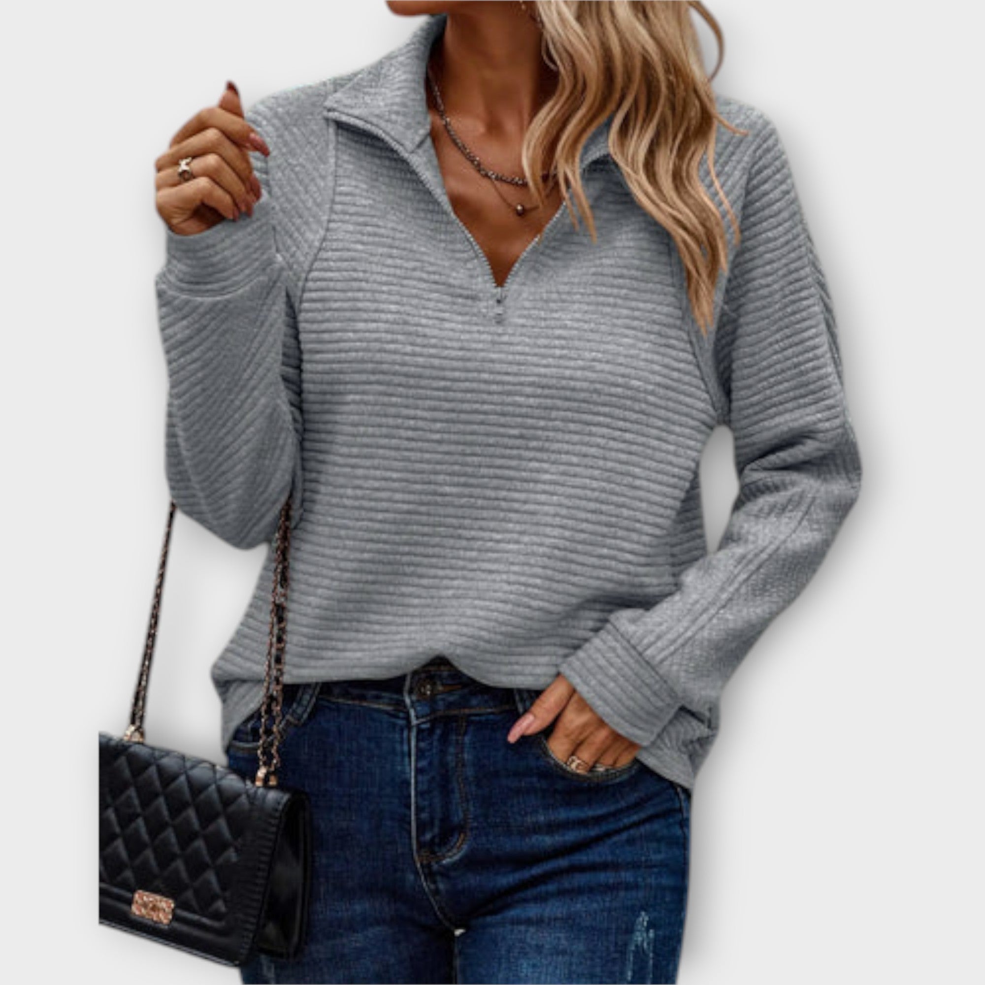 Sweter z zamkiem błyskawicznym do połowy
