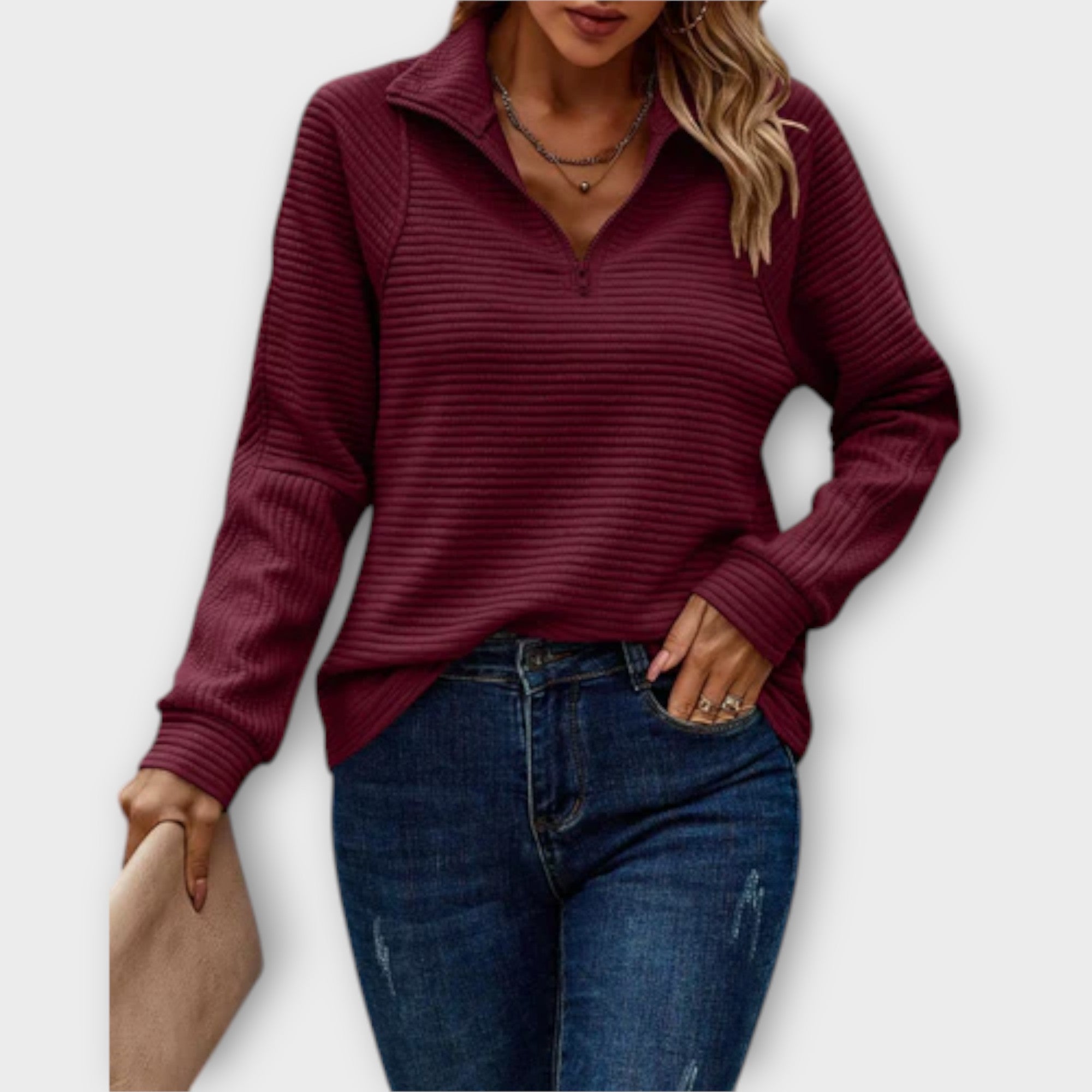 Sweter z zamkiem błyskawicznym do połowy
