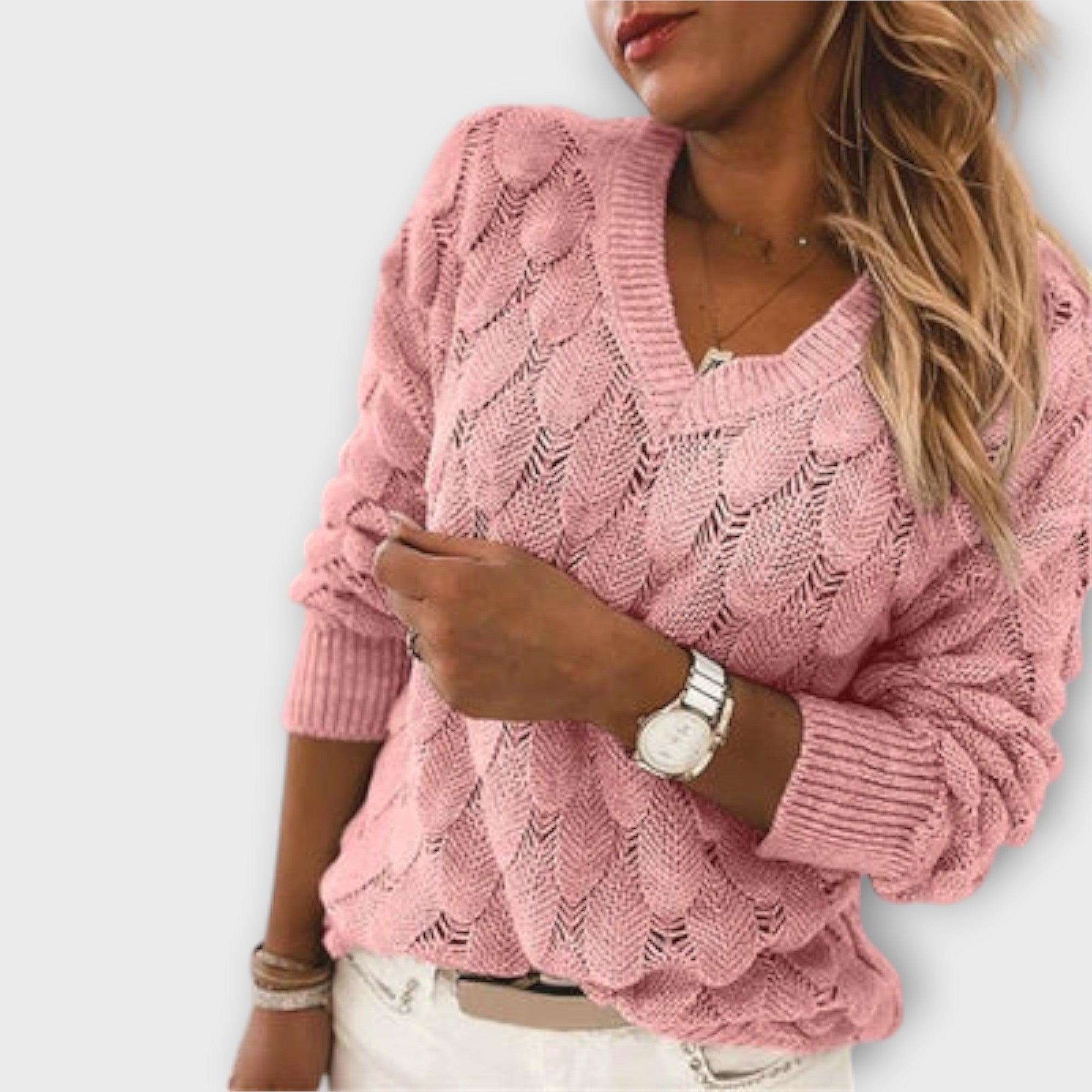 Sweter z dekoltem w serek