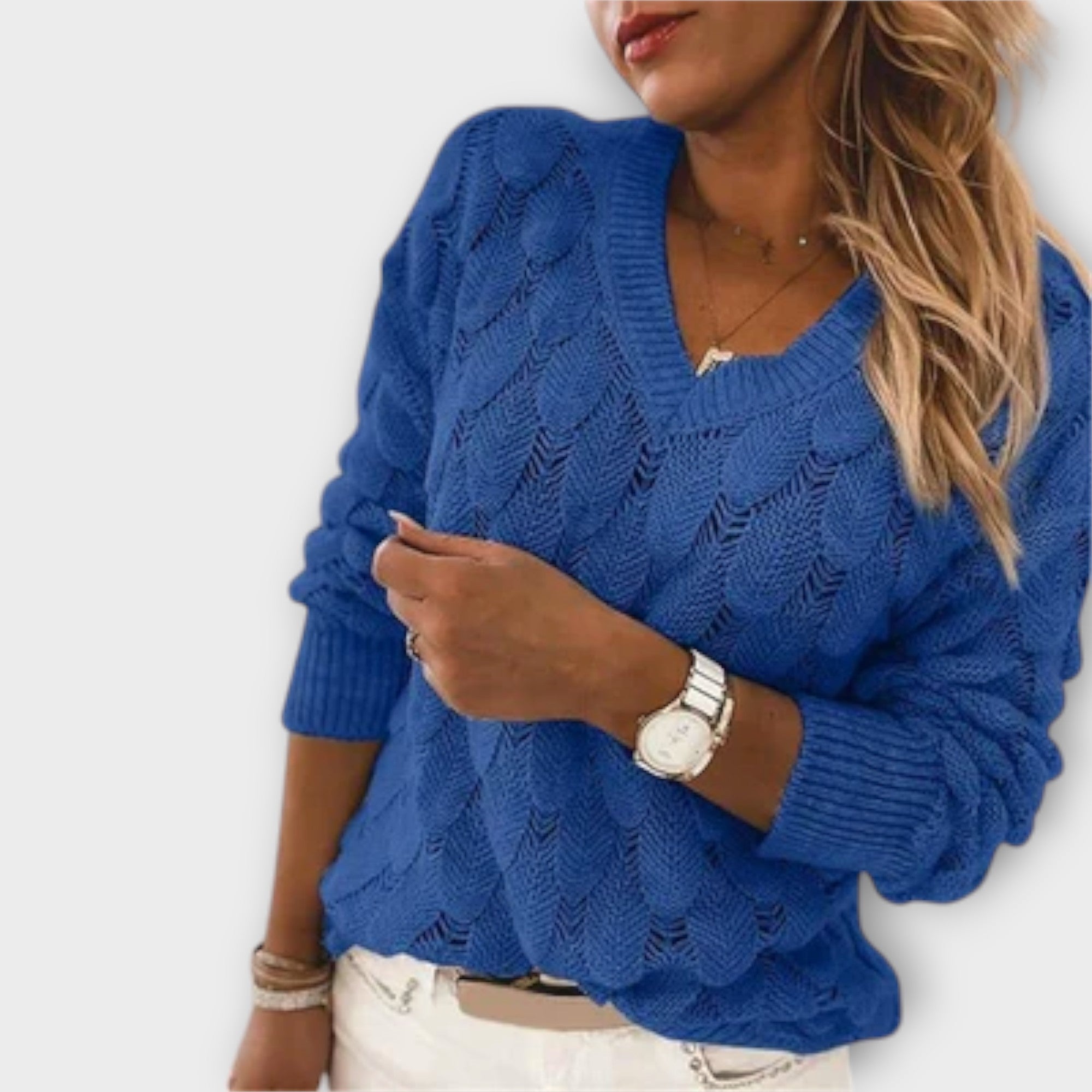 Sweter z dekoltem w serek